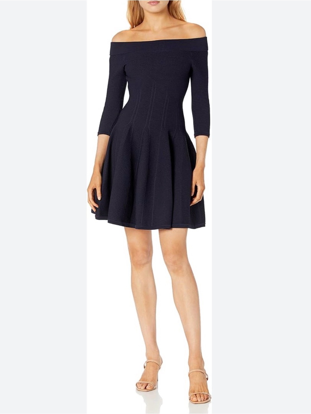 Jonathan Simkhai Women's Textured Knit Fit-and-Flare Dress in Deep Navy